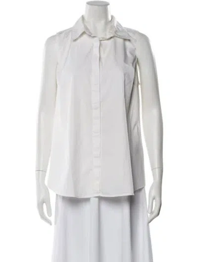 Pre-owned Hatch Sleeveless Button-up Top In White