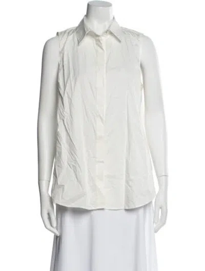 Pre-owned Hatch Sleeveless Button-up Top In White
