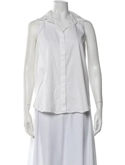 Pre-owned Hatch Sleeveless Button-up Top In White