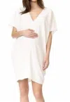 Hatch Slouch Maternity Dress In White In White