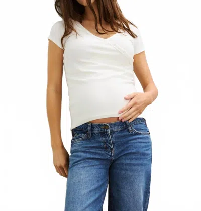 Hatch Softest Rib Nursing Tee- Maternity In White