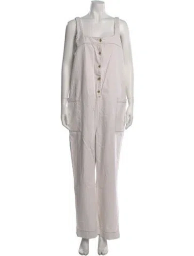 Pre-owned Hatch Square Neckline Jumpsuit In Gray