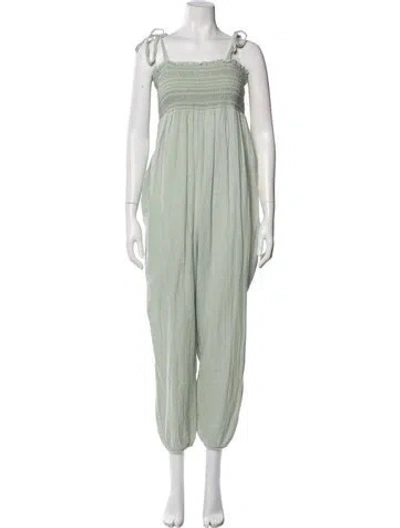 Pre-owned Hatch Square Neckline Jumpsuit In Green