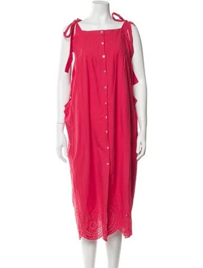 Pre-owned Hatch Square Neckline Long Dress In Pink