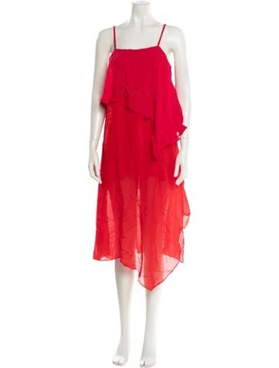 Pre-owned Hatch Square Neckline Long Dress In Red
