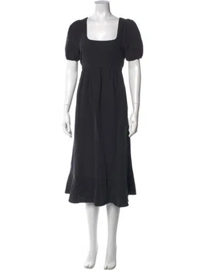 Pre-owned Hatch Square Neckline Midi Length Dress In Black