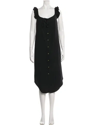 Pre-owned Hatch Square Neckline Midi Length Dress In Black