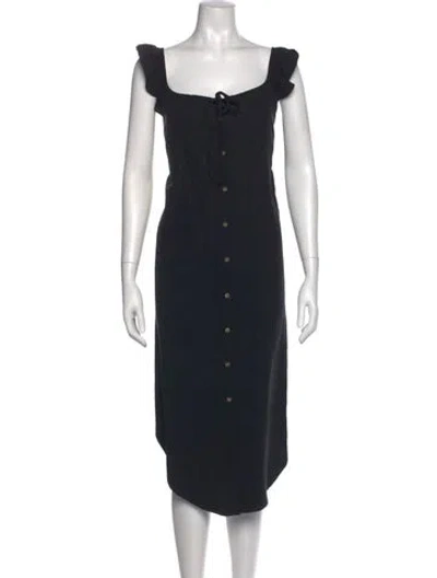 Pre-owned Hatch Square Neckline Midi Length Dress In Black