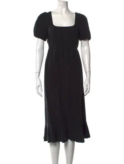 Pre-owned Hatch Square Neckline Midi Length Dress In Black