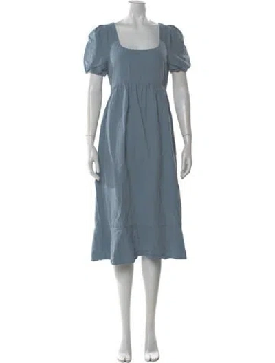 Pre-owned Hatch Square Neckline Midi Length Dress In Blue