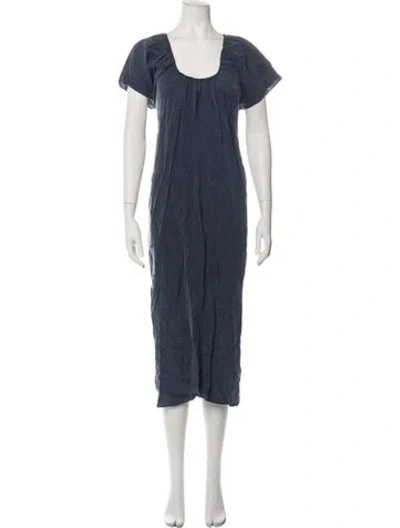 Pre-owned Hatch Square Neckline Midi Length Dress In Blue