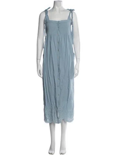 Pre-owned Hatch Square Neckline Midi Length Dress In Blue