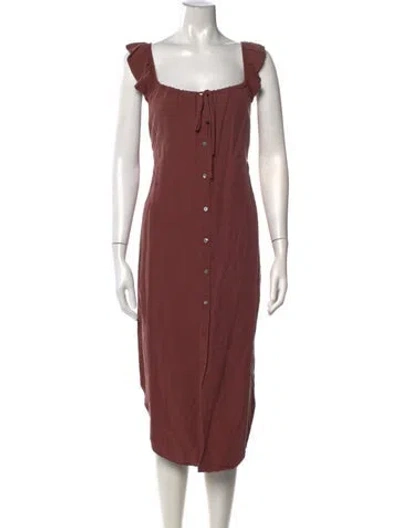 Pre-owned Hatch Square Neckline Midi Length Dress In Brown