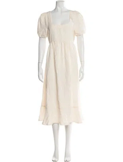 Pre-owned Hatch Square Neckline Midi Length Dress In Neutral