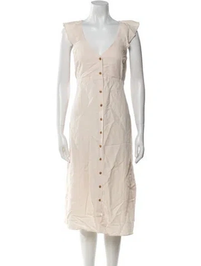Pre-owned Hatch Square Neckline Midi Length Dress In Neutral