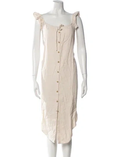 Pre-owned Hatch Square Neckline Midi Length Dress In Neutral