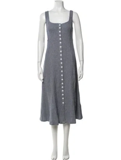 Pre-owned Hatch Square Neckline Midi Length Dress W/ Tags In Blue