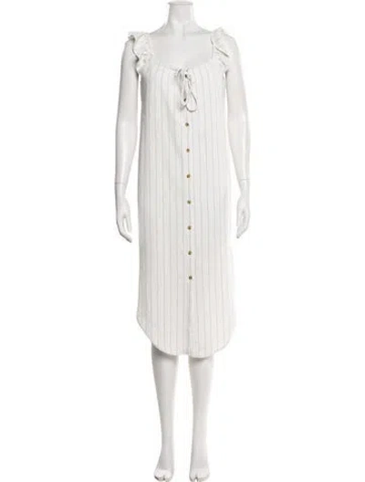 Pre-owned Hatch Square Neckline Midi Length Dress In White