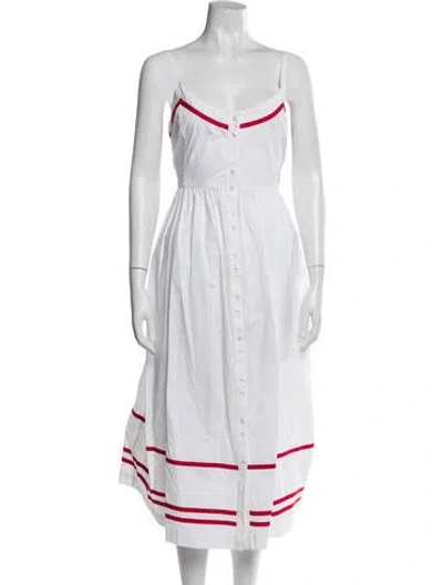 Pre-owned Hatch Square Neckline Midi Length Dress In White