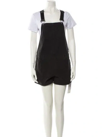 Pre-owned Hatch Square Neckline Romper In Black