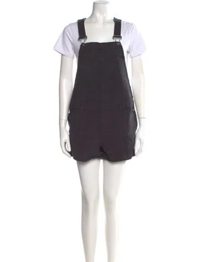 Pre-owned Hatch Square Neckline Romper In Gray