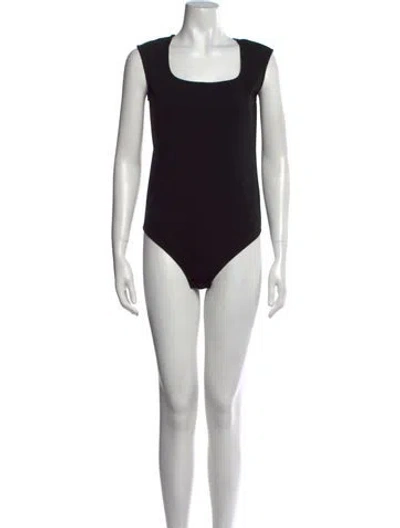 Pre-owned Hatch Square Neckline Sleeveless Bodysuit In Black