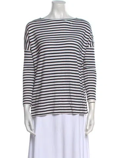 Pre-owned Hatch Striped Bateau Neckline Sweatshirt In Neutral