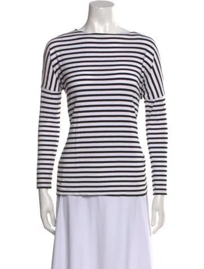 Pre-owned Hatch Striped Bateau Neckline Top In Black