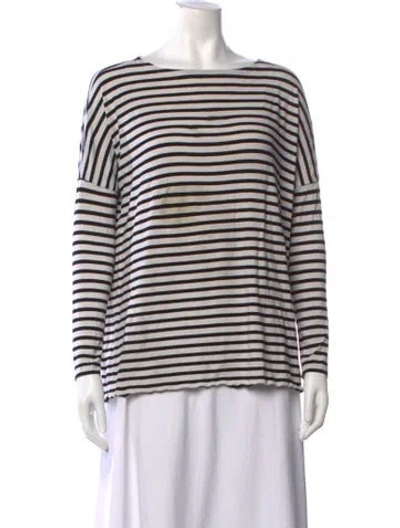 Pre-owned Hatch Striped Bateau Neckline Top In Black/white