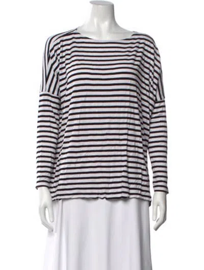 Pre-owned Hatch Striped Bateau Neckline Top In Grey
