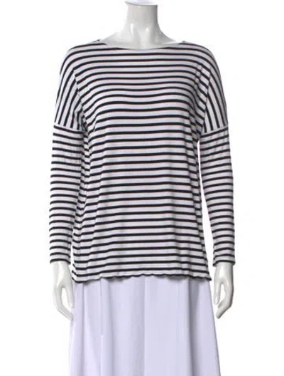 Pre-owned Hatch Striped Bateau Neckline Top In Multi