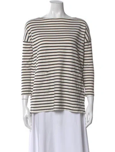 Pre-owned Hatch Striped Bateau Neckline Top In Multi