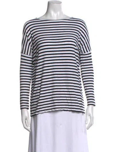Pre-owned Hatch Striped Bateau Neckline Top In Multi