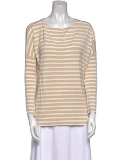 Pre-owned Hatch Striped Bateau Neckline Top In Neutral