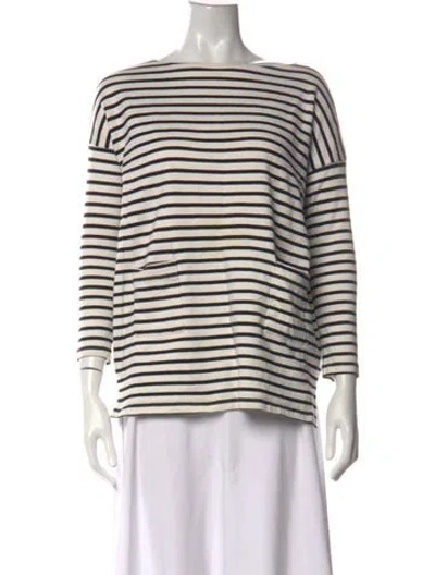 Pre-owned Hatch Striped Bateau Neckline Top In Neutrals
