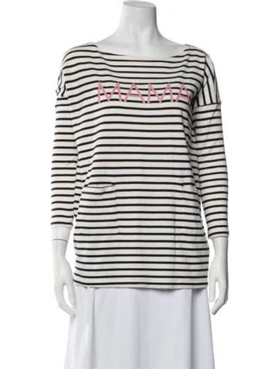 Pre-owned Hatch Striped Bateau Neckline Top In Neutrals