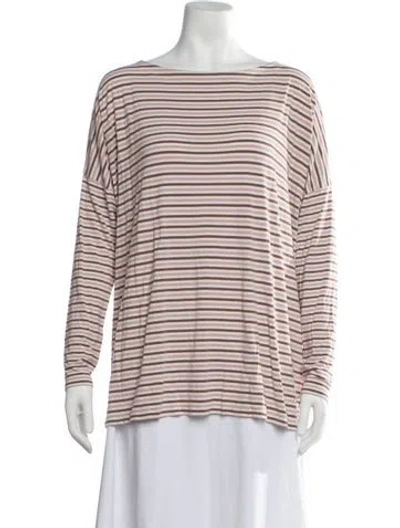 Pre-owned Hatch Striped Bateau Neckline Top In Pink