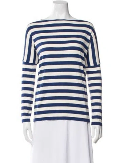 Pre-owned Hatch Striped Bateau Neckline T-shirt In Blue