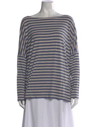 Pre-owned Hatch Striped Bateau Neckline T-shirt In Neutral