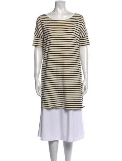 Pre-owned Hatch Striped Bateau Neckline T-shirt In Neutrals