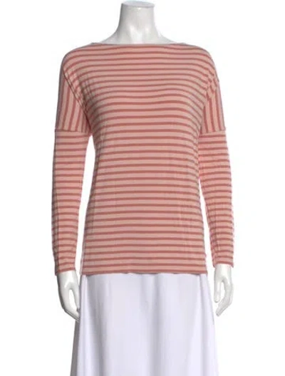 Pre-owned Hatch Striped Bateau Neckline T-shirt In Pink