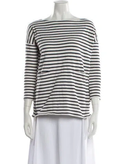 Pre-owned Hatch Striped Bateau Neckline T-shirt In White