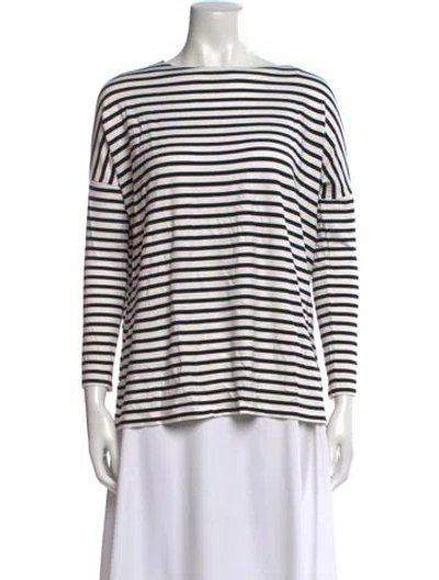Pre-owned Hatch Striped Bateau Neckline T-shirt In White