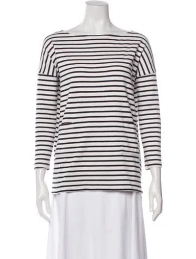 Pre-owned Hatch Striped Bateau Neckline T-shirt In White