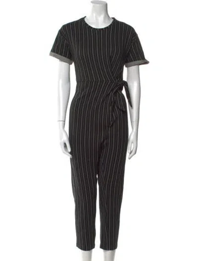 Pre-owned Hatch Striped Crew Neck Jumpsuit In Black