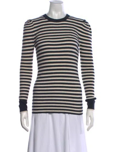 Pre-owned Hatch Striped Crew Neck Sweater In Grey/white