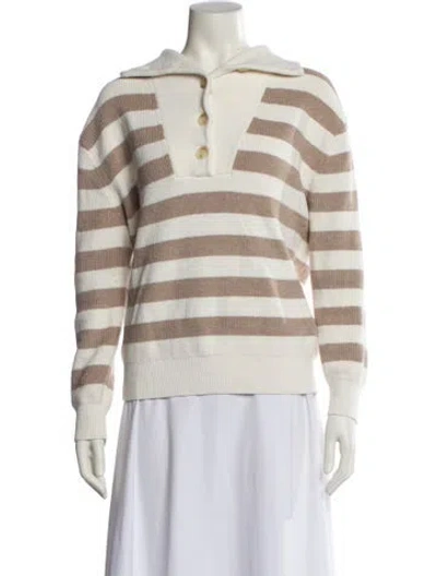 Pre-owned Hatch Striped Crew Neck Sweater In Neutral