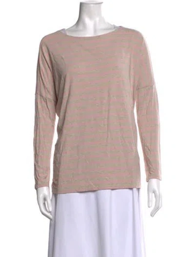 Pre-owned Hatch Striped Crew Neck Top In Gray