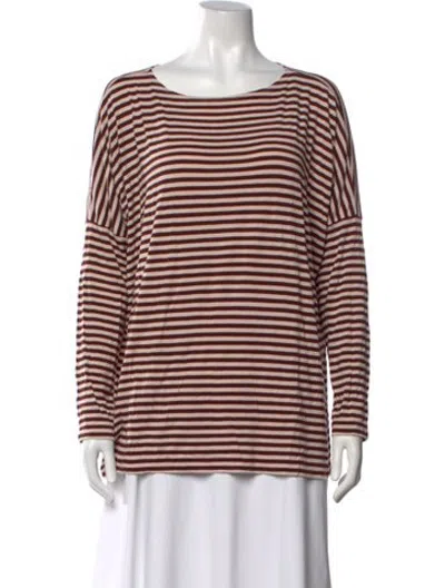 Pre-owned Hatch Striped Crew Neck Top In Pink