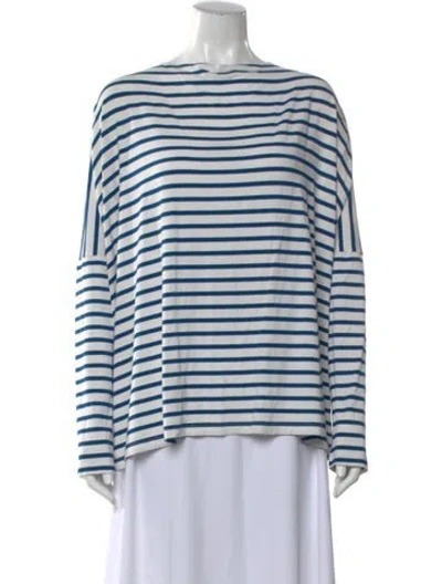 Pre-owned Hatch Striped Crew Neck Top In White